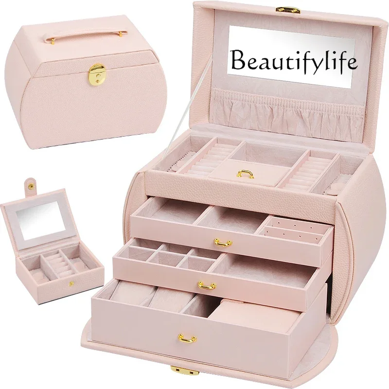 European style fashion jewelry box leather flannel necklace storage box