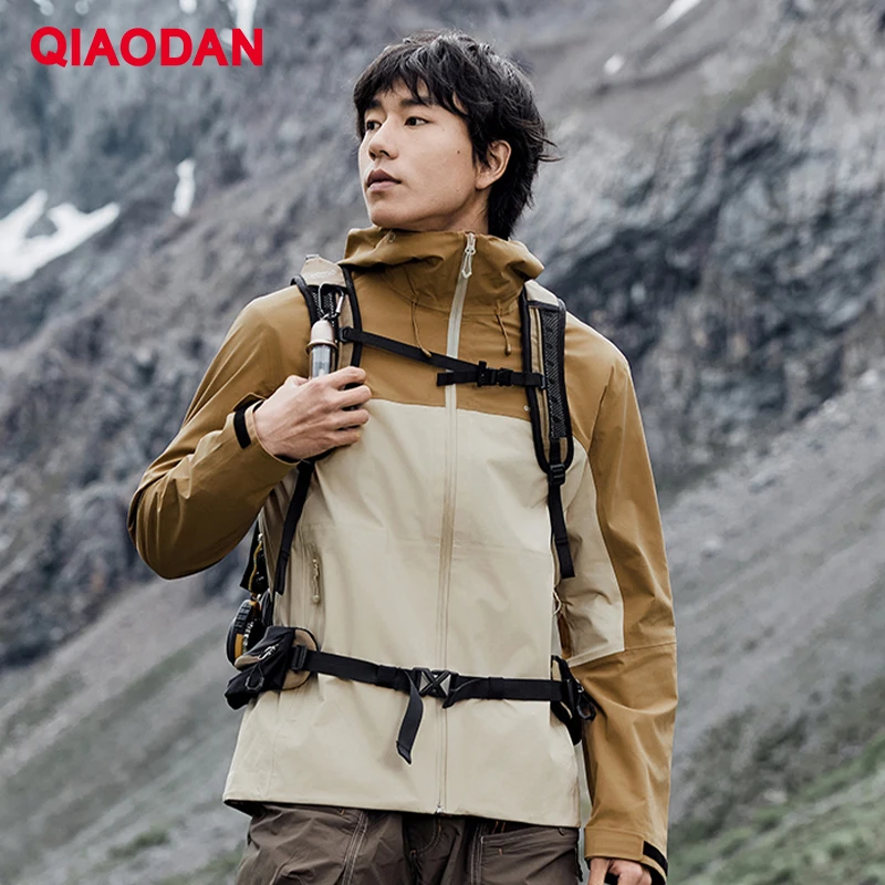 QIAODAN Shanshen PRO Hard Shell Jacket Men's 2024 Winter Outdoor Waterproof Lightweight Windproof Hiking Jacket QXFCF3244016R