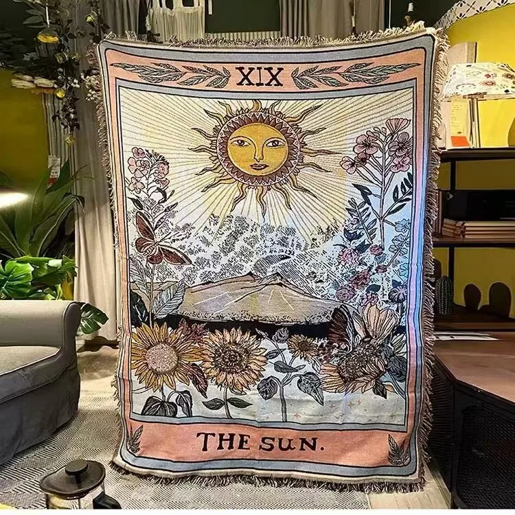 

The Sun Flowers Multifunctional Woven Blanket, Home Sofa Couch Cover Throw, Art Tapestry Wall Hanging, Outdoor Picnic Grass Mat