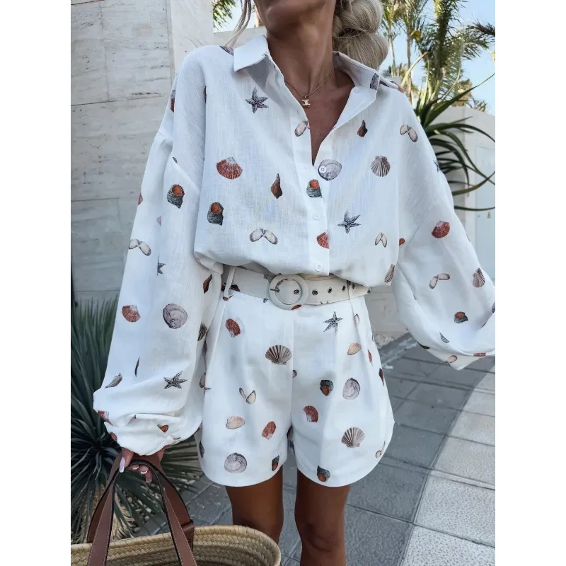 European American Cross-border AliExpress Independent Station Sun-protective Cardigan Linen Fashion Cardigan Shorts Set Women