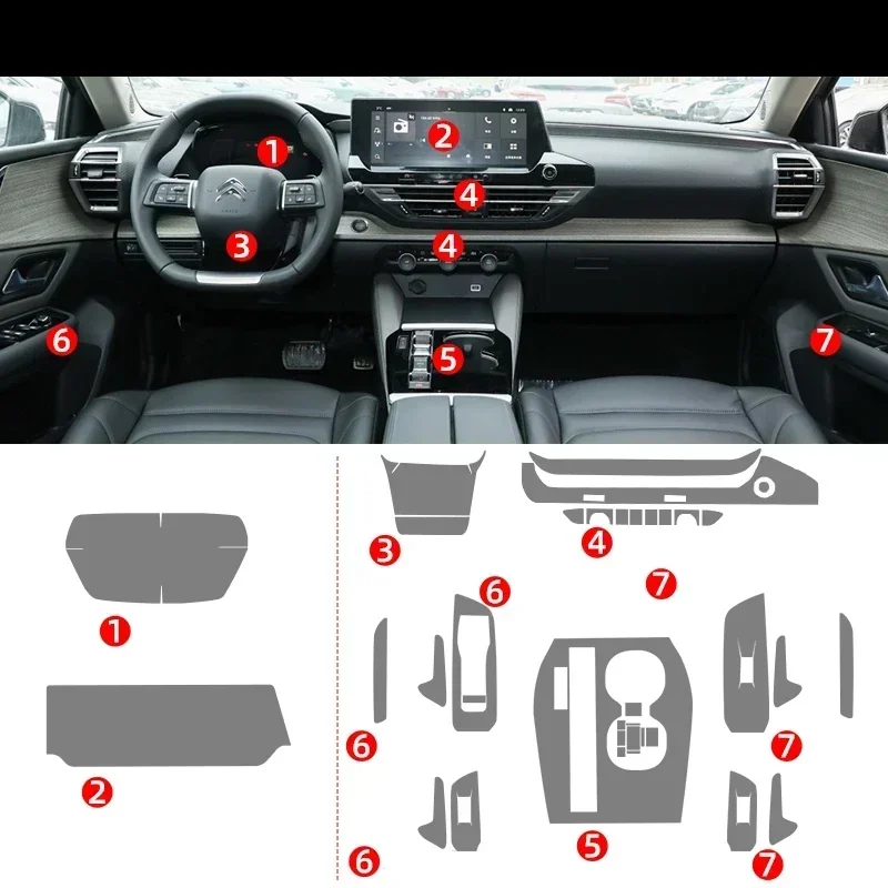 

Tpu Transparent Film for Citroen C5X C5 X Car Interior Sticker Center Console Gear Navigation Dashboard Door Window Lift Panel