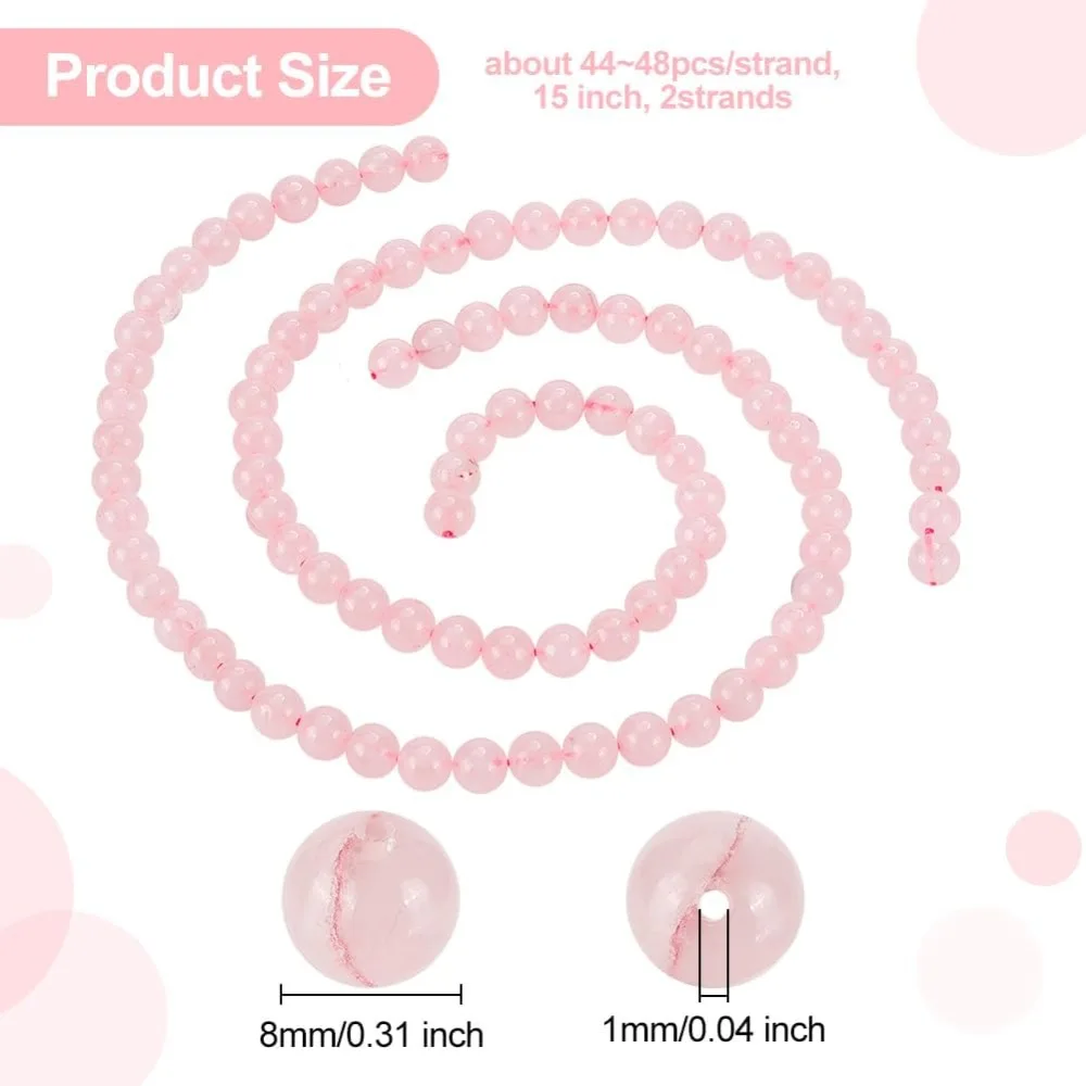 about 88~96pcs 8mm Natural Rose Quartz Beads Natural Pink Crystal Bead Strands Round Loose Gemstone Beads Energy Stone