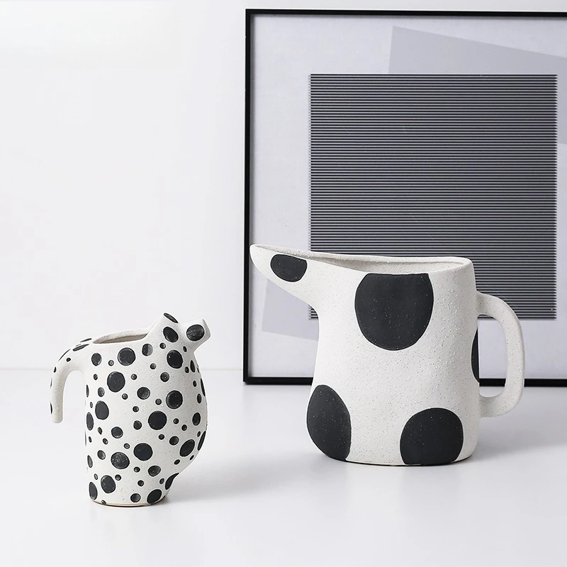 

Nordic minimalist creative white sand ceramic vase, decorative handicrafts flower arrangement art flower ornament