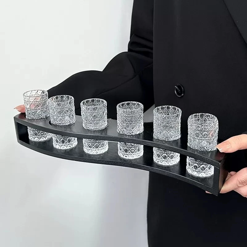 Embossed thickened gem pattern Baijiu cup holder shot cup set, spirit cup household cocktail