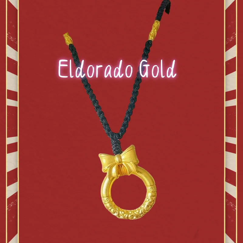 

9999 real gold 24K yellow gold Xiangyun Ruyi Gold Hoop Necklace Pendant Valentine's Day giftValentine's Day gifts for couples