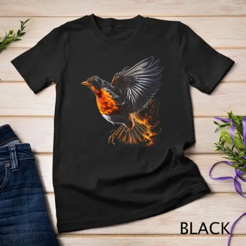 Fiery American Robin Graphic Tees for Men Women Boys Girls Unisex T-shirt