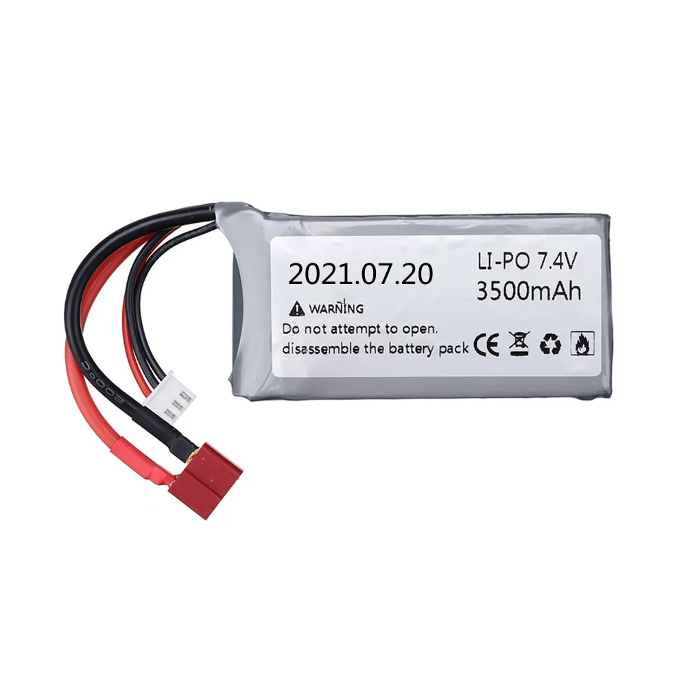 7.4V 3500mAh 40C Lipo Battery For Wltoys 144001 12428 12423 RC Car Upgrade part 2s 7.4v Battery T plug For feiyue 03 Q39