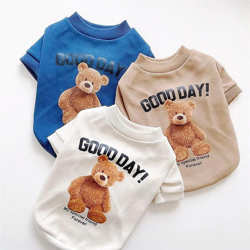 Sudaderas con capucha para perros y mascotas, ropa cálida y suave para perros, sudadera con estampado de oso para cachorros, jersey de moda para gatos, sudaderas con capucha para mascotas, disfraces para perros Chihuahua