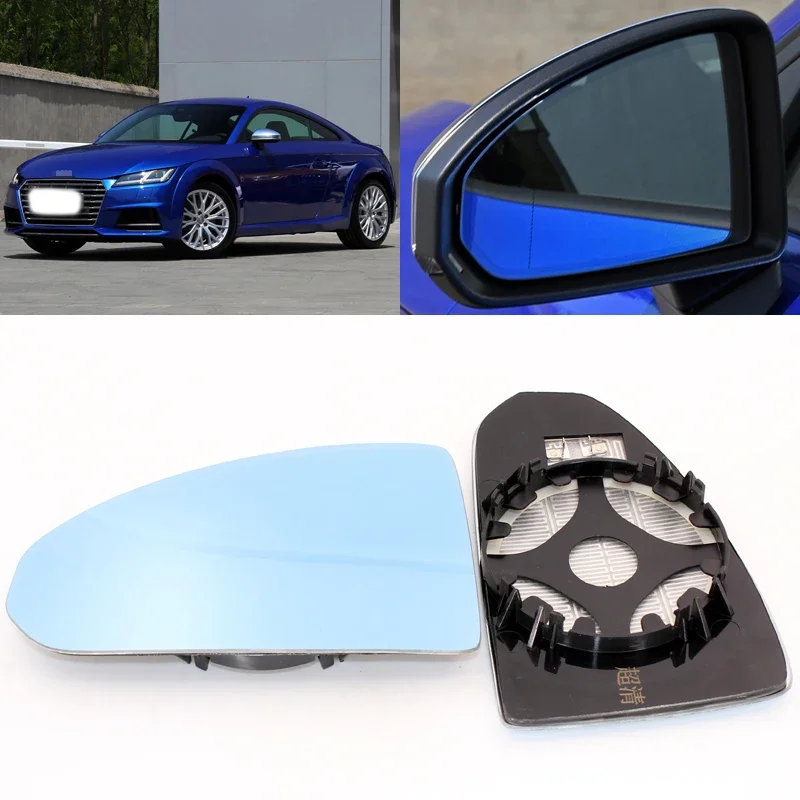 For Audi TT 2007-2019 Car Side View Door Wide-angle Rearview Mirror Blue Glass With Base Heated 2pcs