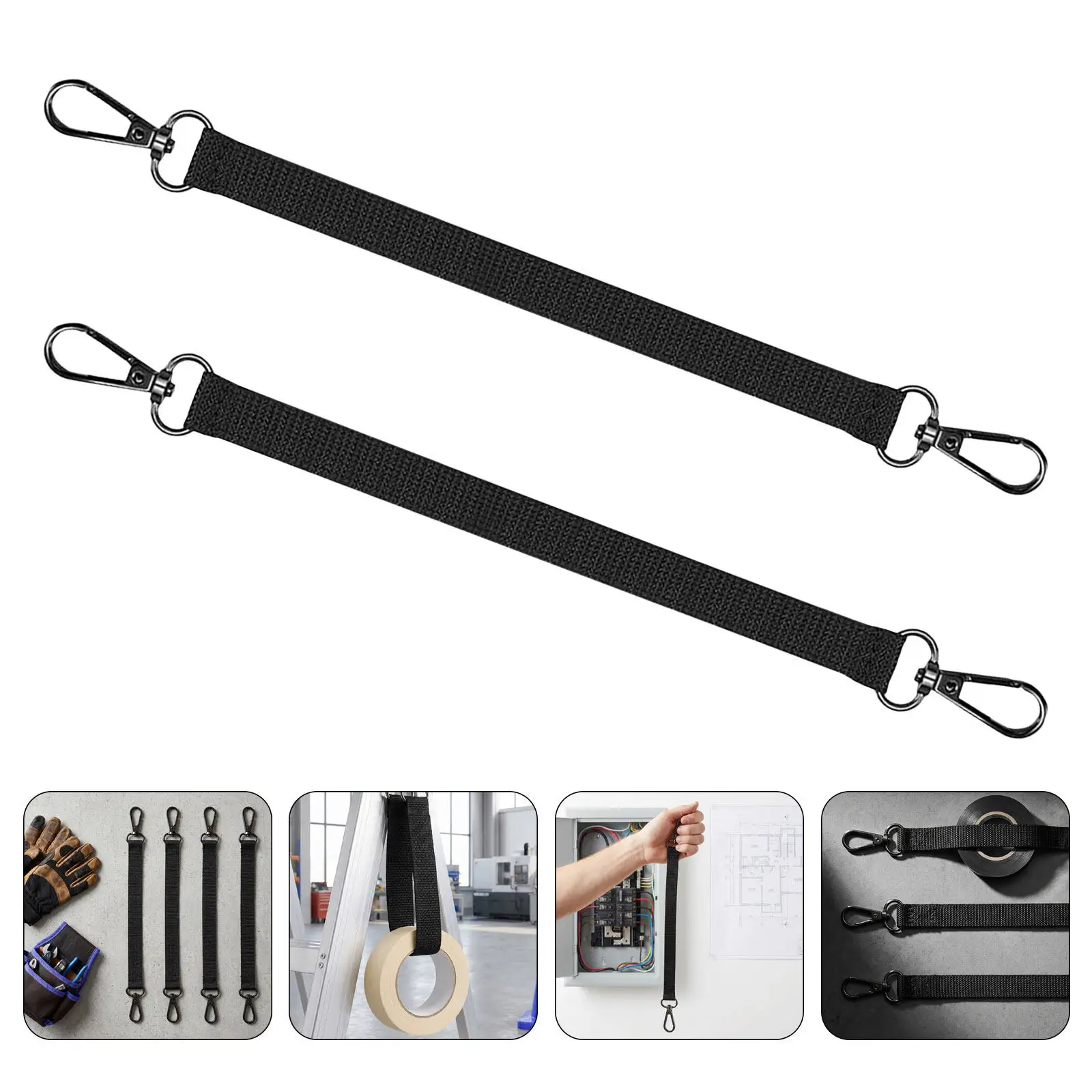 4Pcs Electrician Waist Gear Tape Holder Double Hook Tape Roll Holder Storage Tool Belt Strap Snap Hook Lanyard