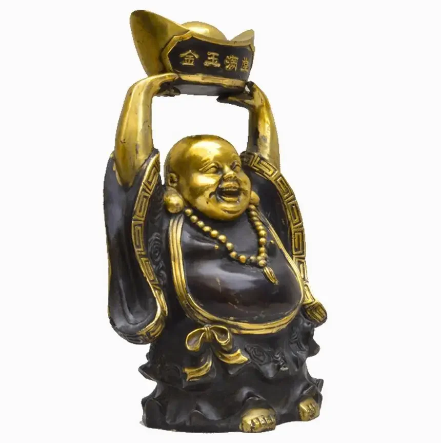 Copper Maitreya Jubao Buddha business office home decoration metal crafts figure sculpture decoration wholesale