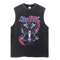 Men Summer Sleeveless Tank Top Japanese Anime Solo Leveling Print Black Vintage Vest Harajuku Hip Hop Cotton Sports Vest Unisex