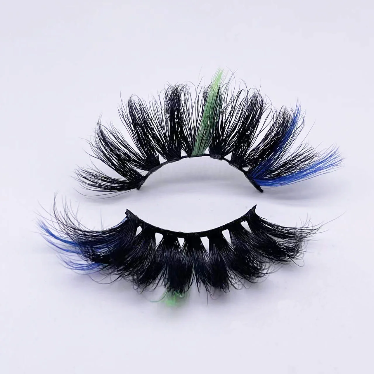 Wholesale Rainbow Eye Lashes Cruelty Free Silk Colored Eyelashes Dramatic Makeup Beauty Purple/pink/blue Cilias 25MM Lashes