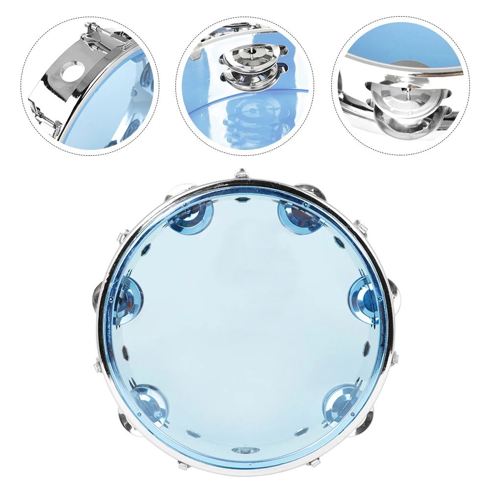 

8 Inch Tambourine Percussion Instrument Bell Drum Shaker Rattle Musical Hand Drum For Kids Adults Educational Plaything Durable