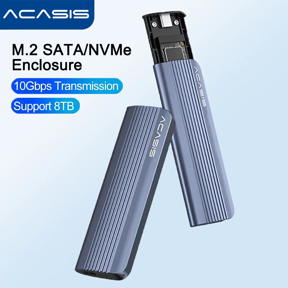 Obudowa ACASIS M.2 NVMe SATA SSD, adapter obudowy M2 SSD, obudowa zewnętrzna USB3.1 10 Gbps, obsługa NVMe/PCIe M-Key/B+M Key, maksymalnie 8 TB