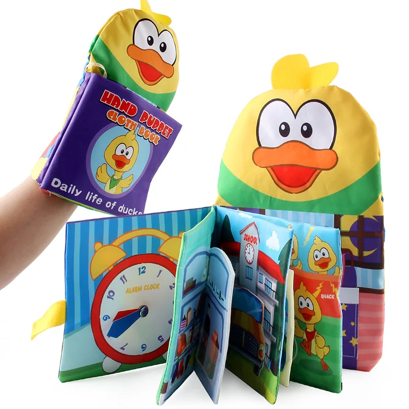 

Baby yellow duck Story Hand puppet cloth book, children can't tear the paper, BB is called animal tail cloth book