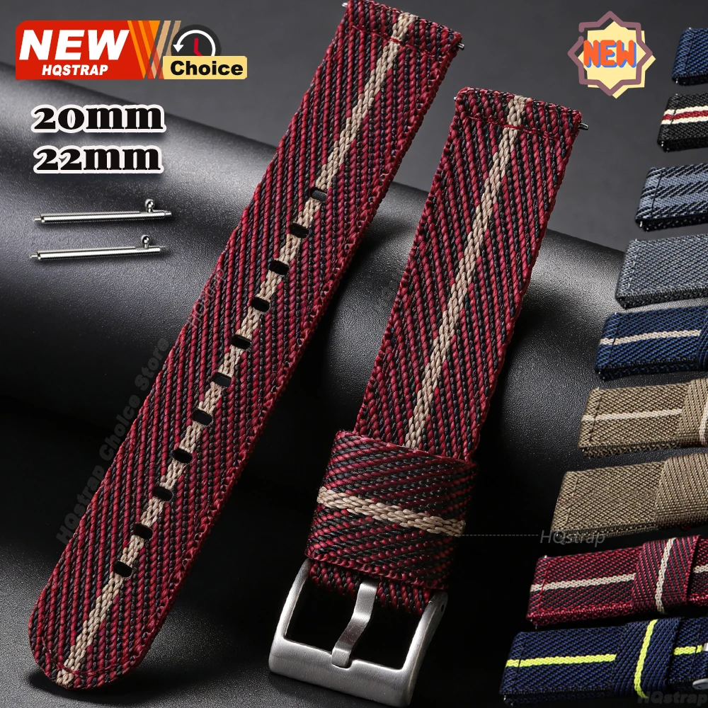 Nueva Correa de Nailon Tejido de 20mm 22mm con Liberación Rápida para Relojes Seiko, Correa para Relojes Inteligentes Rolex, Correa para Samsung Galaxy 6/5/4 Classic
