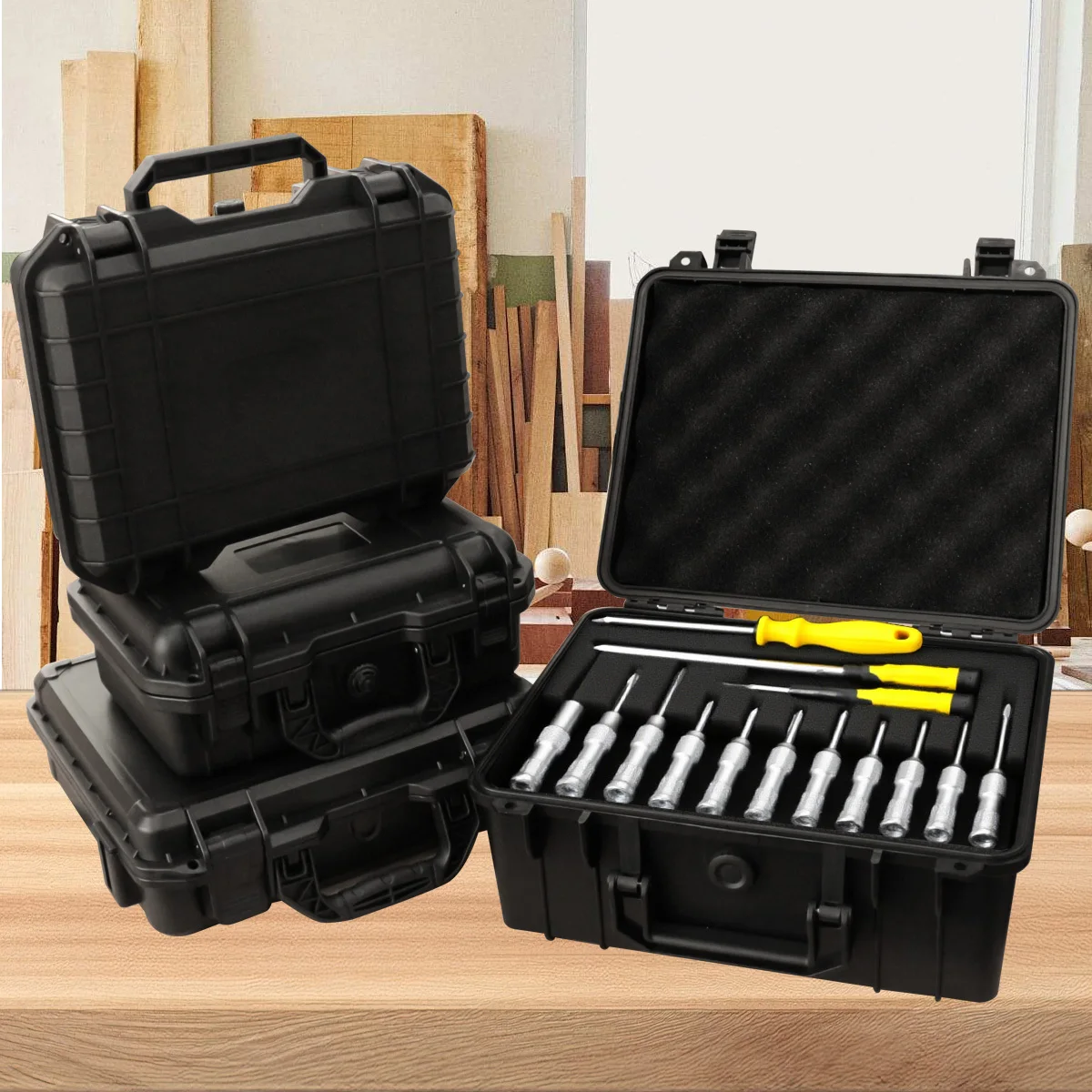 Waterproof Hard Toolbox Safety Protector Box Portable Organizer Storage Tool Case Impact Resistant Instrument Case With Sponge
