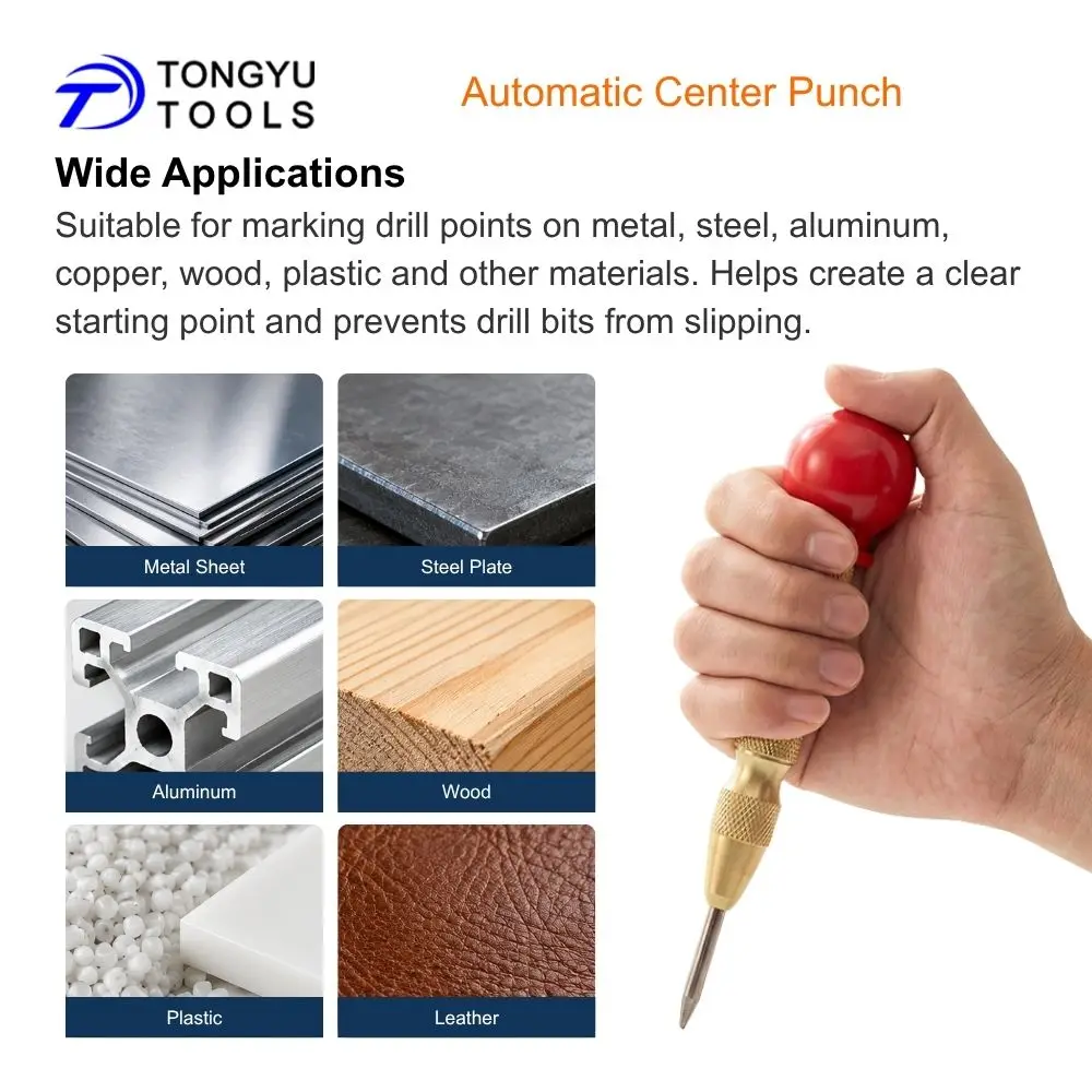 Automatic Center Punch Spring Loaded Center Hole Punch Tool for Metal Wood Plastic Drill Hole Marking