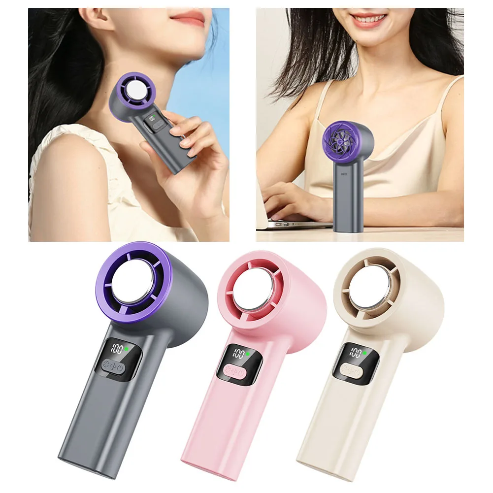 Rechargeable Handheld Fan with 100 Wind Speed Settings and Digital Display for Outdoor Activities and Commuting