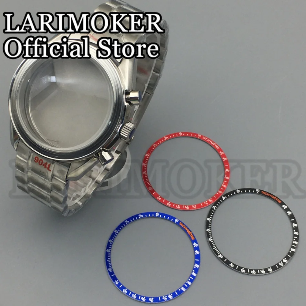 LARIMOKER 40mm Sapphire Glass Stainless Steel VK63 Quartz Multi Functional Watch Cases Watc Straps Watch Accessories Watch Parts