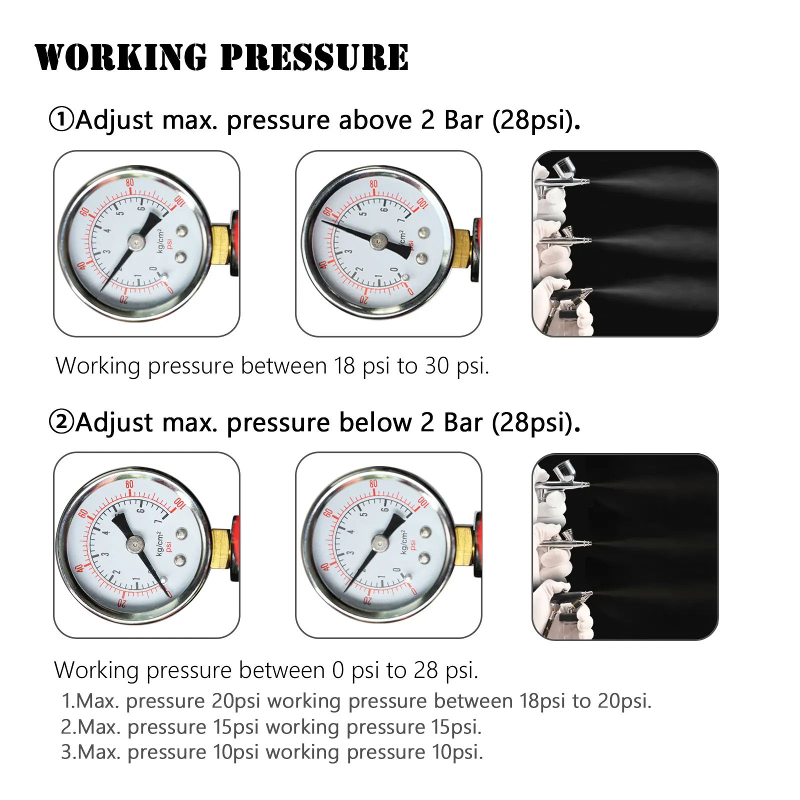 Imagem -04 - Kit Aerógrafo Compressor de ar para Pintura Conjuntos de Aerógrafo Profissional Gravidade 0.2 0.3 mm 08 mm Alimentação com Sifão