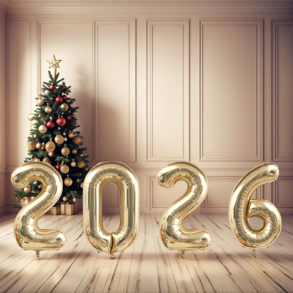 2026 Edition 40 Zoll großer Folienballon in mehreren Formen, Heimdekoration, Heliumballon, frohes neues Jahr 2026