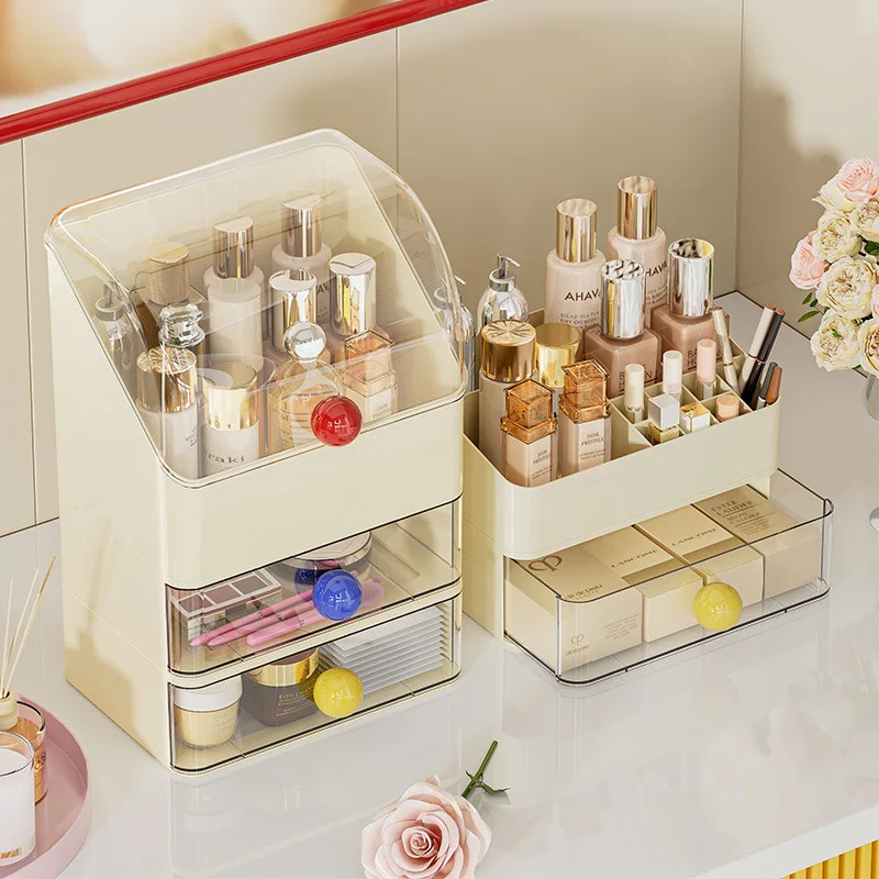 

Cosmetics storage box Large capacity desktop makeup brush storage Dustproof lipstick Skin care product shelf storage box