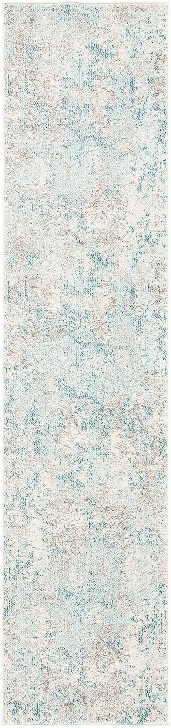 

Safavieh Madison Collection Runner Rug - 2'2"" X 10', Ivory & Teal, Modern Abstract Design, Non-Shedding & Easy Care, Ideal For