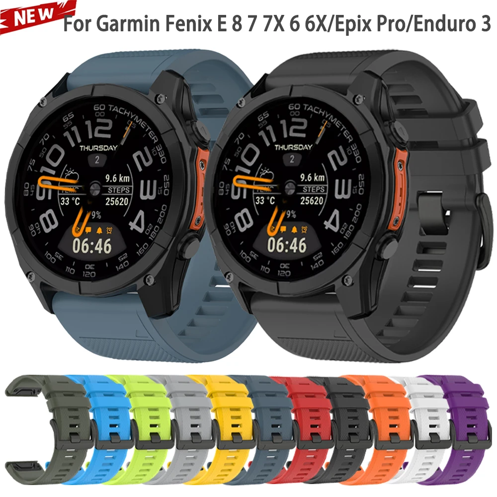 22mm 26mm Siliconen Horlogeband Voor Garmin Fenix 8 E 7 7X6X6 Pro 5 5X Plus Epix Gen2 Enduro 3 Polsbandjes Quick Release Armband