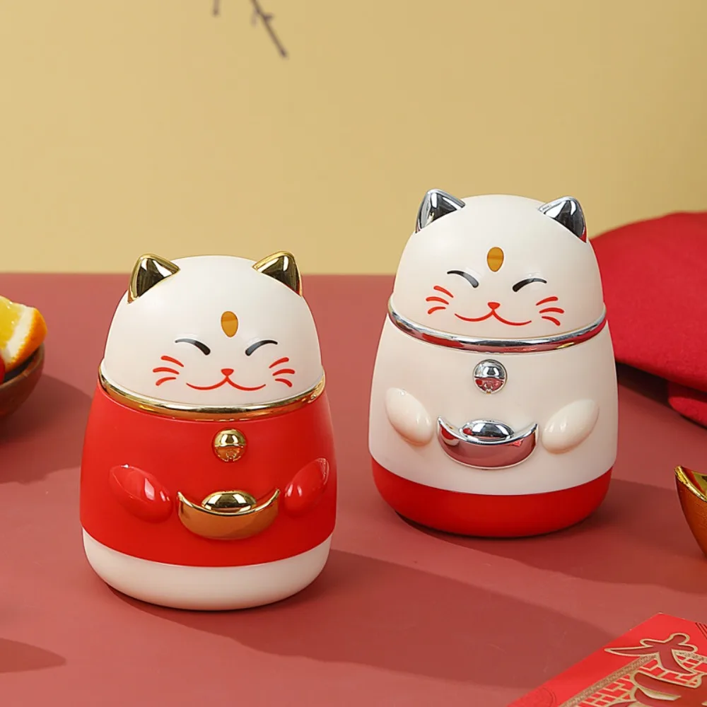 Cartoon Plastic Lucky Cat Toothpick Box Pressed Design Chinese Style Toothpick Holder Dust-proof Toothpick Dispenser Restaurant