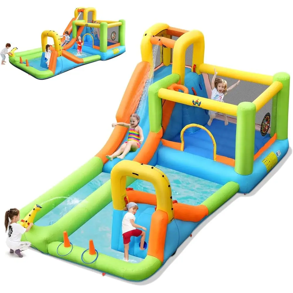 Giant Iatable Bounce House & Waterpark - 8-in-1 plezier voor kinderen en volwassenen - Klimmen, glijbanen, Splash Pool - Achtertuin Ou