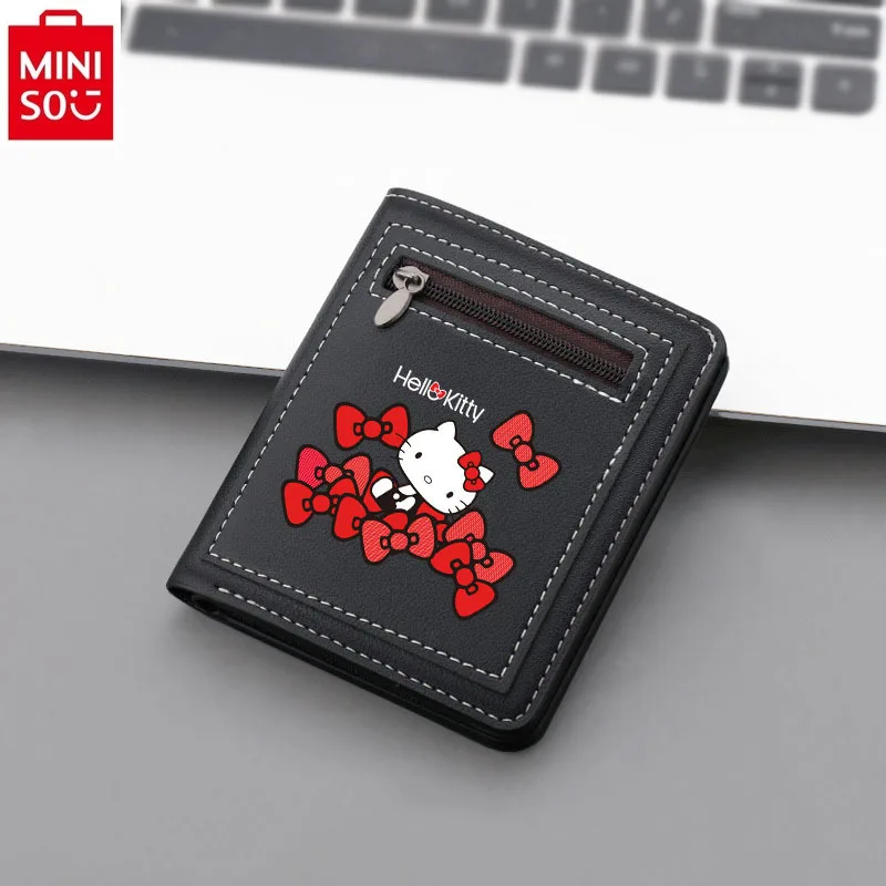 MINISO sanrio Hello Kitty Cartoon Print Wallet Student Short Fashion Zipper Wallet Coin Storage Multi functional Zero Wallet