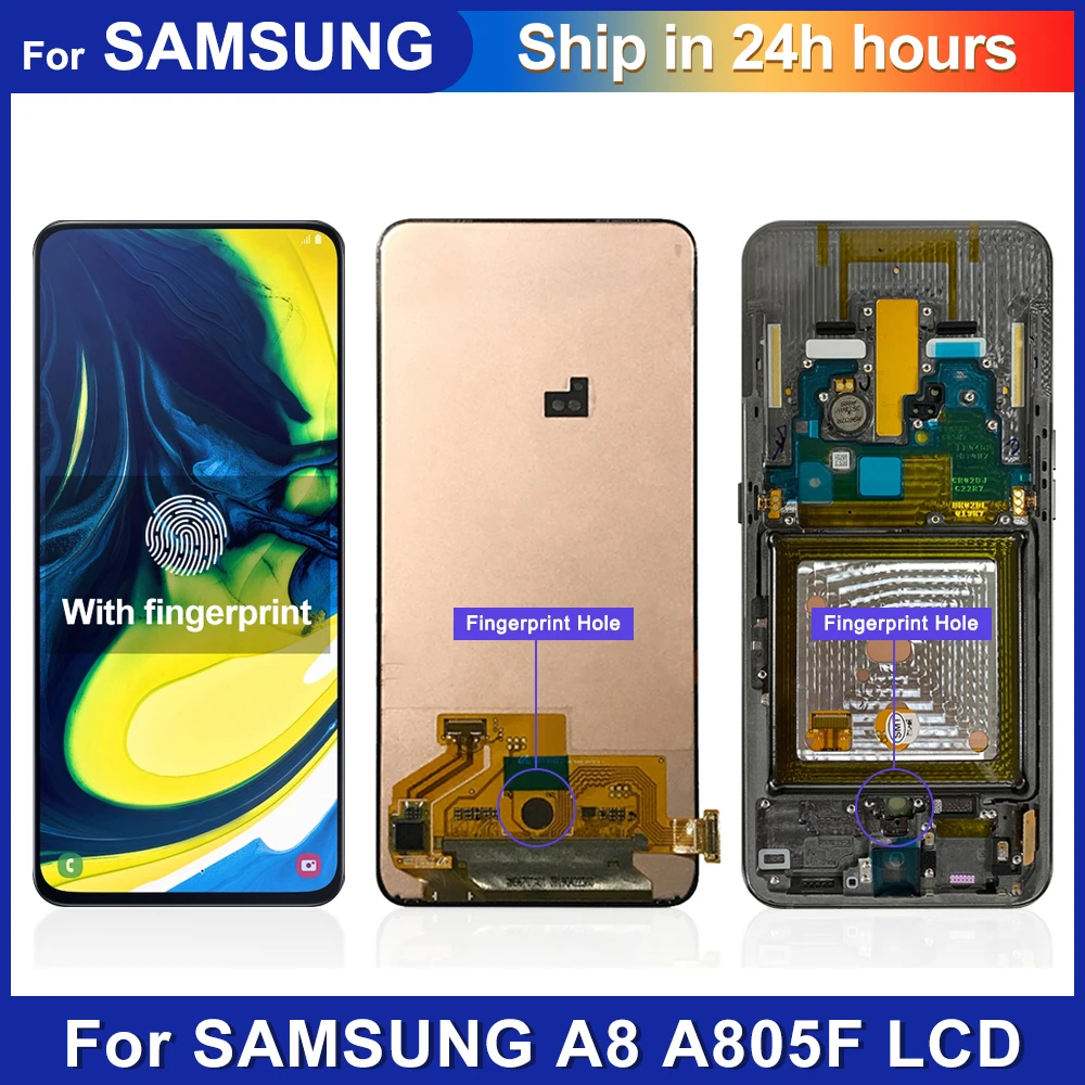 

AAA+ For Samsung A80 A805 A805F LCD display Touch Screen Digitizer Assembly with Fingerprint For Samsung A80 LCD