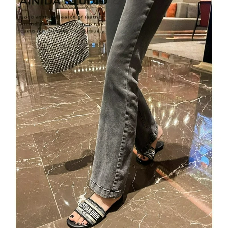 

D summer fashion embroidered slippers women wear beach word with flat bottom slippers women