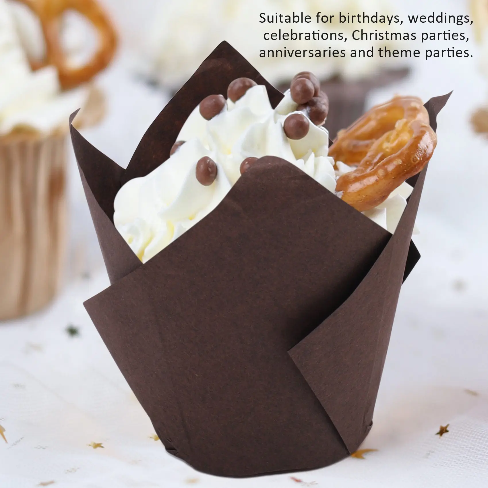 قوالب كب كيك RUAI، 200 قطعة من أكواب الخبز التوليب وأكواب المافن وبطانات الكب كيك لحفلات أعياد الميلاد