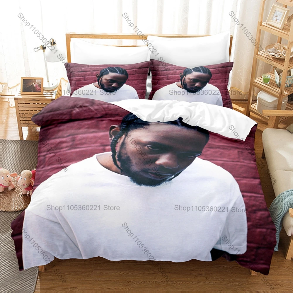 Juego de Ropa de Cama de 3 Piezas con Diseño de Kendrick Lamar, Estilo Jazz, Funk, Hip Hop de la Costa Oeste, Cultura Urbana Retro, 1 Funda de Edredón + 2 Fundas de Almohada, para Todas las Temporadas