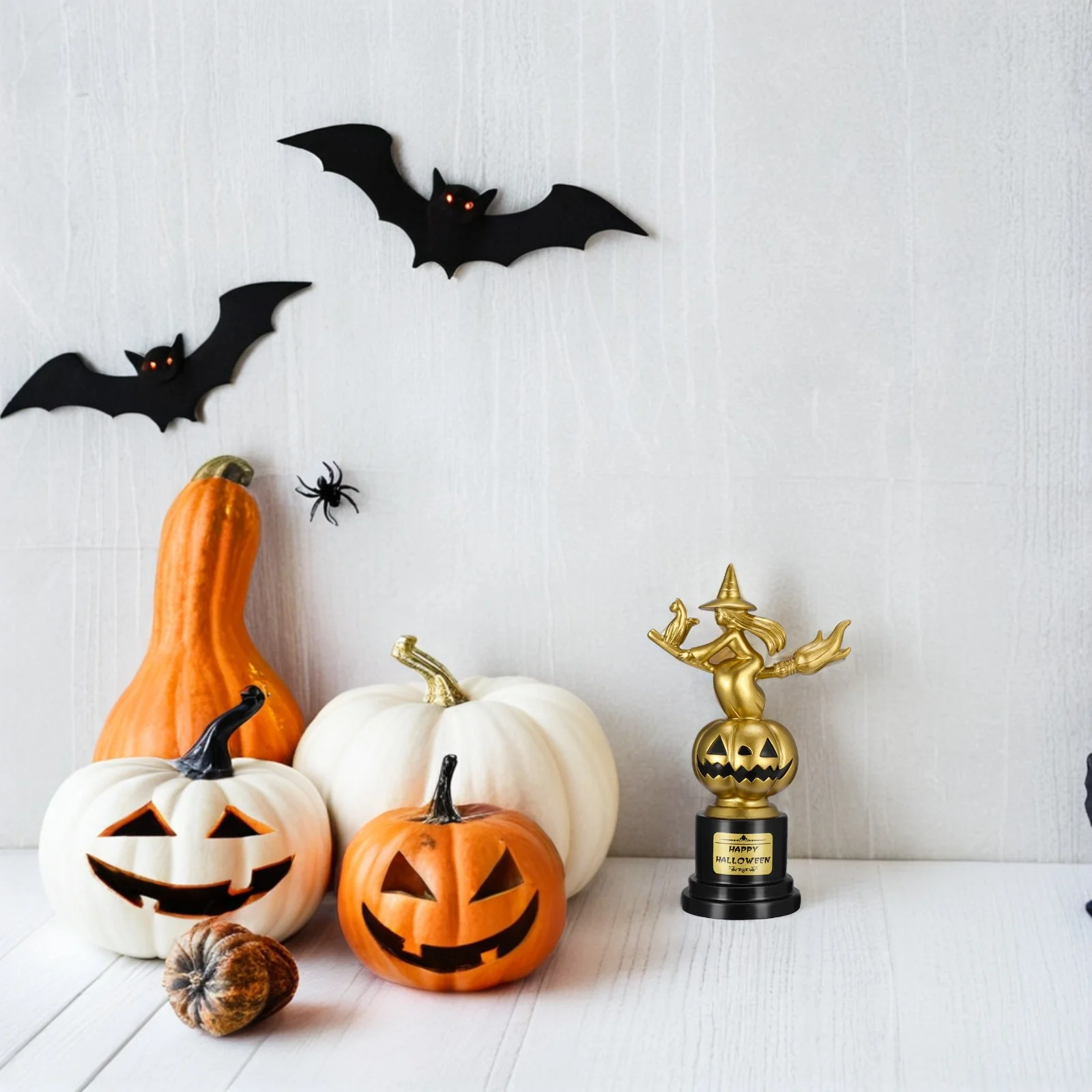 

Halloween Witch Pumpkin Trophy Golden Award Best Costume Cosplay Contest Winner Happy Halloween Decor Golden Award Trophy