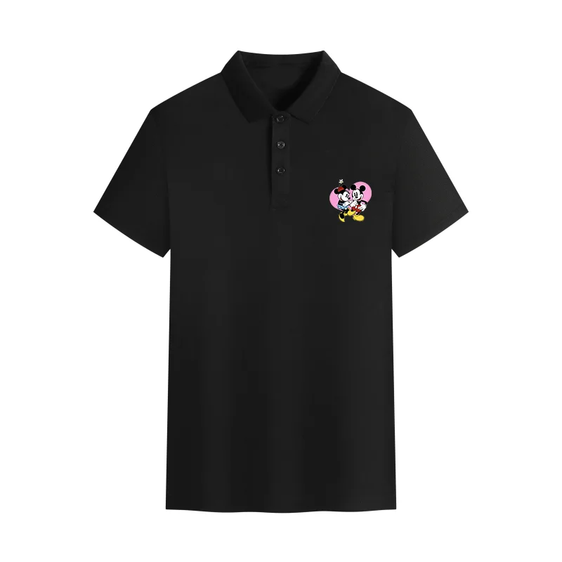 2025 Summer Mickey Mouse Series Text Printed Fashion Polo Shirt for Men and Women Outdoor Leisure Sports Breathable Clothing