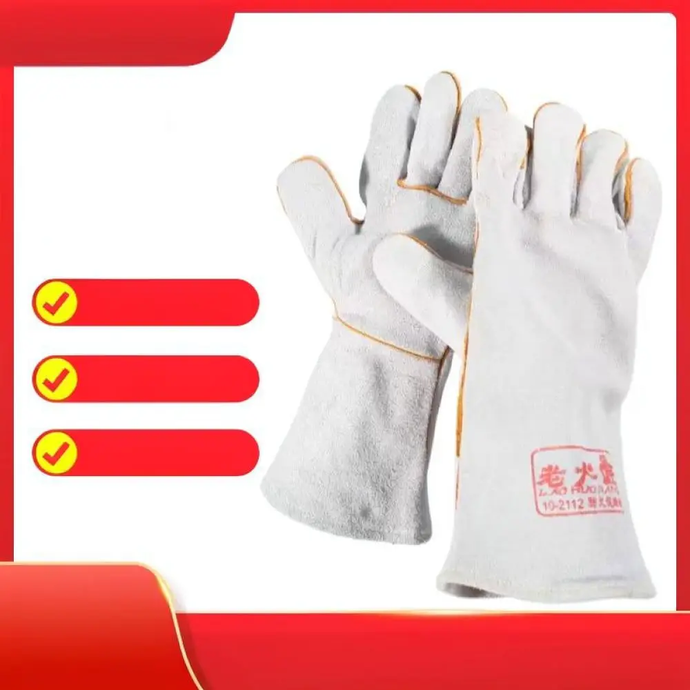 Premium Cowhide Welding Gloves Fireproof Liner Heat Proof Protection Wearable Gear For Laohuojiang Welders