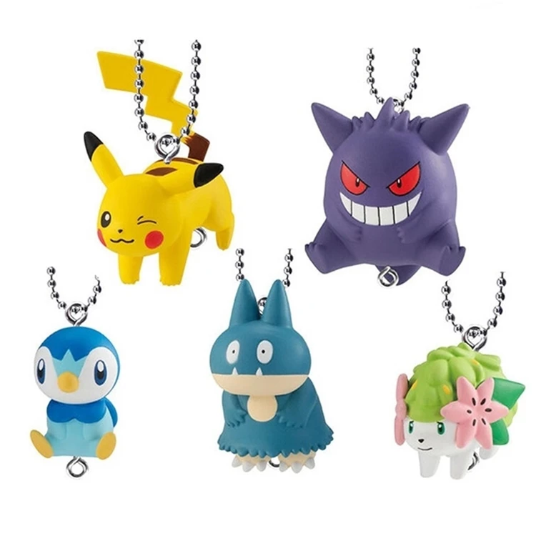 BANDAI Pokemon Action Figures modello Pikachu Snorlax Piplup Gengar sylvion Quaxly Gashapon ciondolo portachiavi serie originale