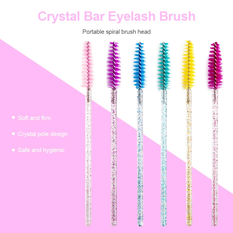 50Pcs Disposable Eyelash Brush Soft Head Crystal Eyebrow Brush Lash Extension Brush Mascara Wand Makeup Tool