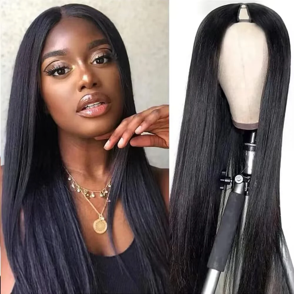 

Straight V Part Wig Human Hair 30 32 Inch 200 Density Wear Go V Part Human Hair Wigs for Black Women Natural Remy Hair