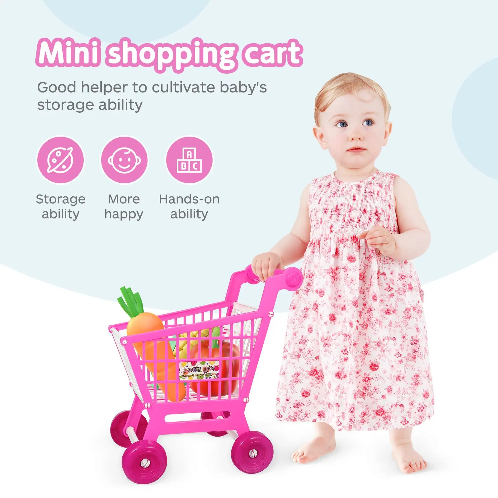 Simulation Shopping Cart Toy Pink Grocery For Toddler Supermarket Kid Toddlers Kids Baby Stroller Simulation Shopping Cart Toy