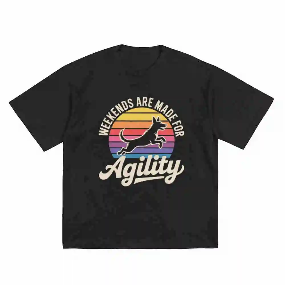 Dog Agility Art Handler Short Sleeve Tee 100% Cotton T-Shirt