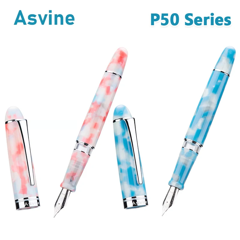 

Asvine P50 Piston Fountain Pen Luxury Acrylic Bock / Asvine EF/F/M Nib Writing Pen Business School Office Supplies Stationary