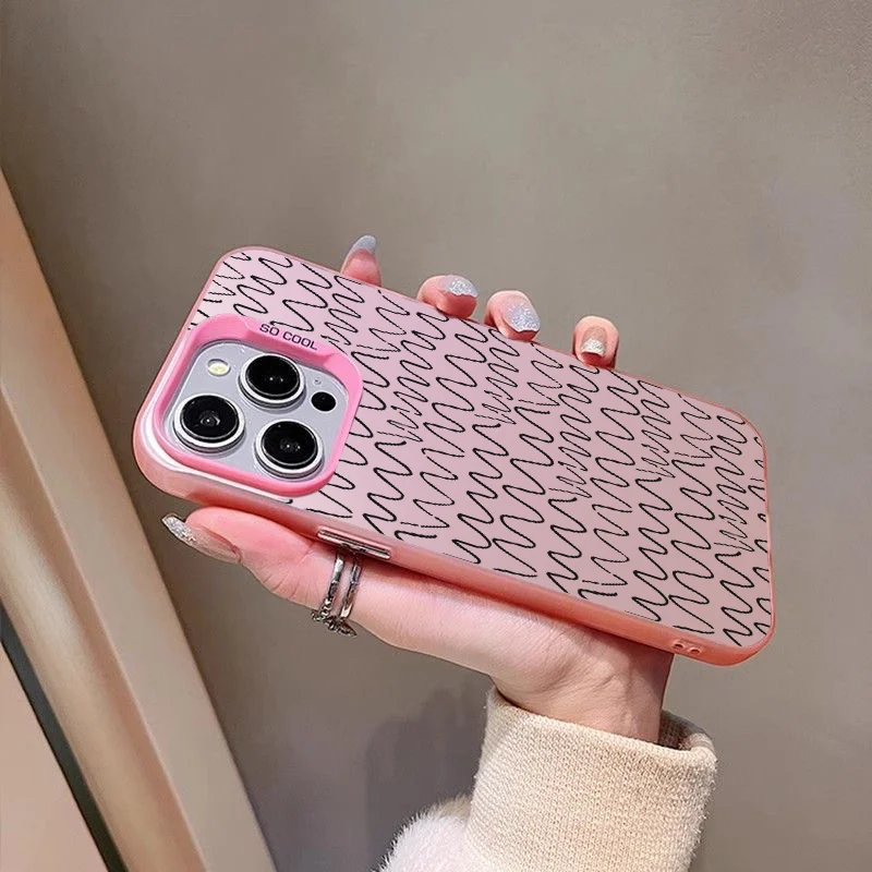 Wavy Lines Pattern Creative Simple Protective Artistic Phone Case For iPhone 16 Pro Max 15 Plus 14 13 12 11 XR X XS 8 7 Cover