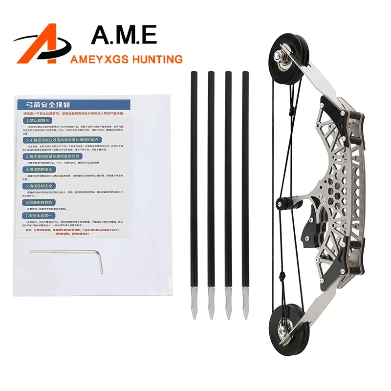 Archery Mini Compound Bow and Arrow Set 4/12pcs Arrows Stainless Steel Portable 30-40m Range For Entertainment Sports Shooting