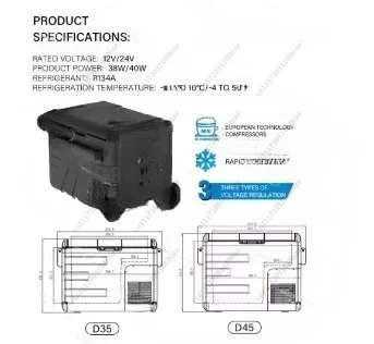 35L Smart Power-off Ultra-large Capacity Portable with Pull Handle Compressor Car Refrigerator