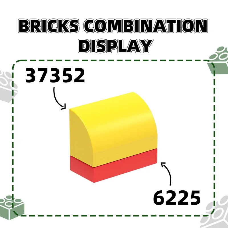 Wange166Pcs/lot Curved 1 x 2 x 1 NoStuds with corners Block Moc Color Accessories Compatible with 37352 Brick DIY Children\'s Toy